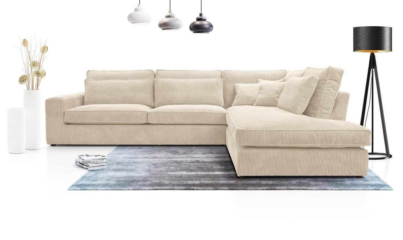 Compleo Ecksofa LAMINE, L-Form Wohnzimmersofa, große Ecke aus Velours, L: 314 cm von Compleo