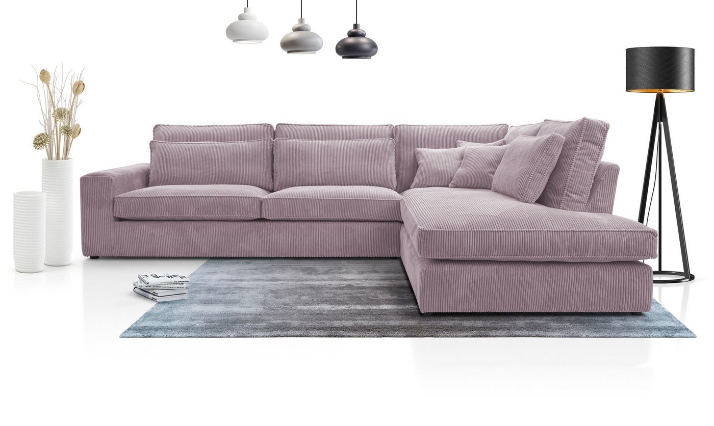 Compleo Ecksofa LAMINE, L-Form Wohnzimmersofa, große Ecke aus Velours, L: 314 cm von Compleo