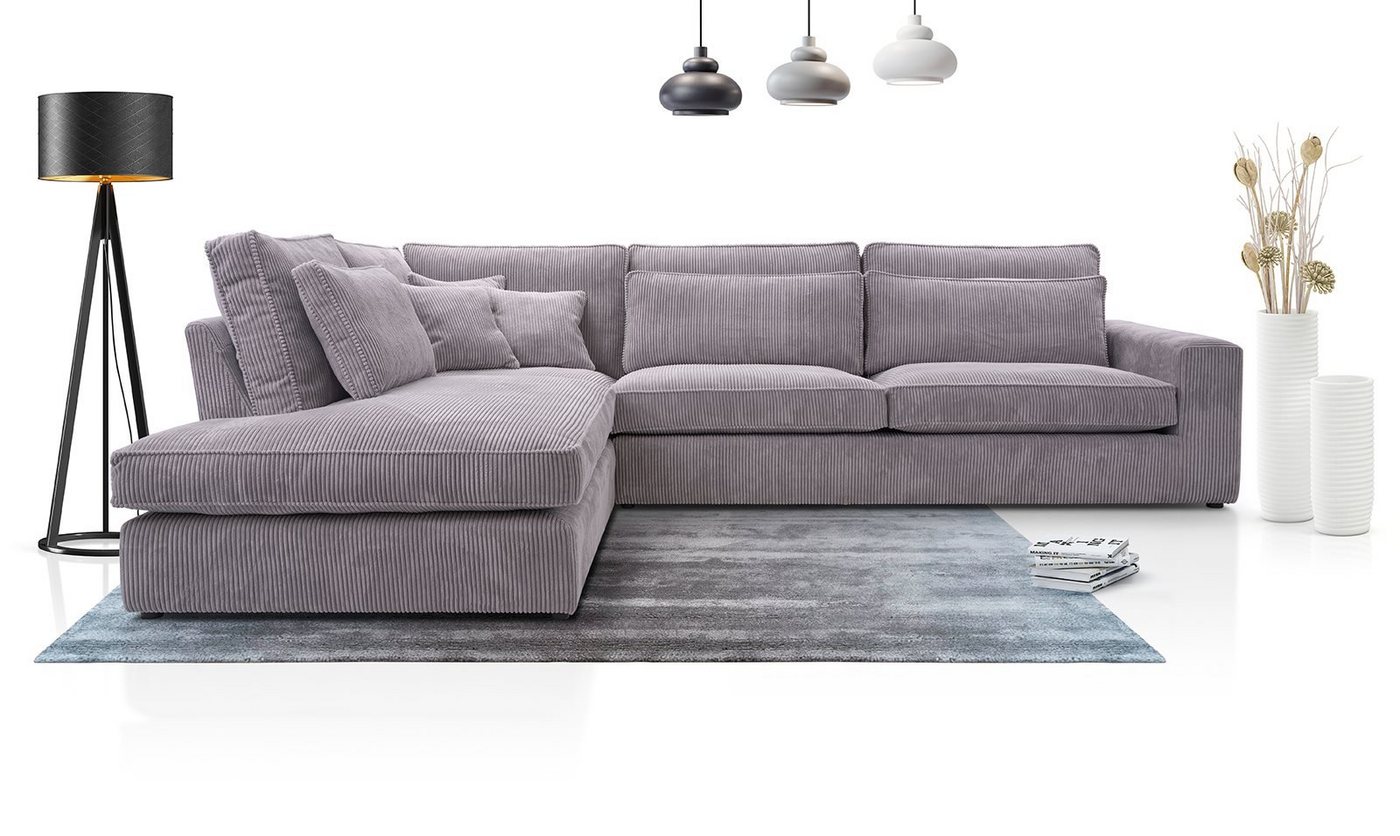 Compleo Ecksofa LAMINE, L-Form Wohnzimmersofa, große Ecke aus Velours, L: 314 cm von Compleo