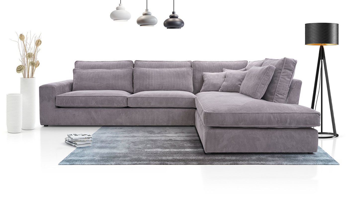 Compleo Ecksofa LAMINE, L-Form Wohnzimmersofa, große Ecke aus Velours, L: 314 cm von Compleo