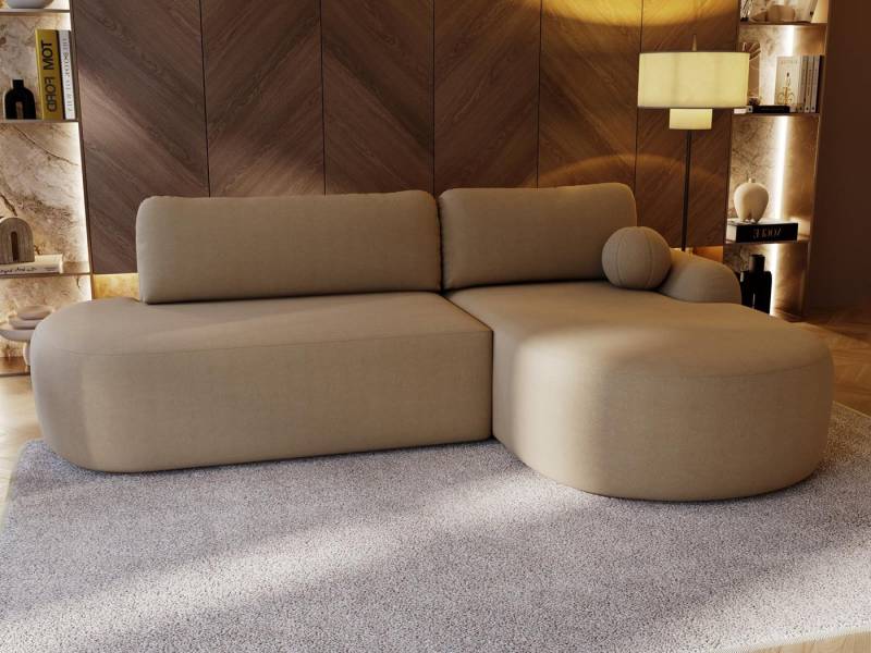 Compleo Ecksofa Luxus Ecksofa, gemütliches, Designer Ecksofa, rundes Design, Ecksofa boucle 271 cm breit von Compleo
