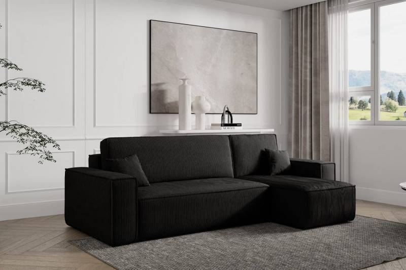 Compleo Ecksofa TOKYO, L-form Ecke, mit universelle Ottomane und Schlaffunktion, Cord, Breite 244 cm, mit Bettkasten, Modern Wohnzimmer von Compleo