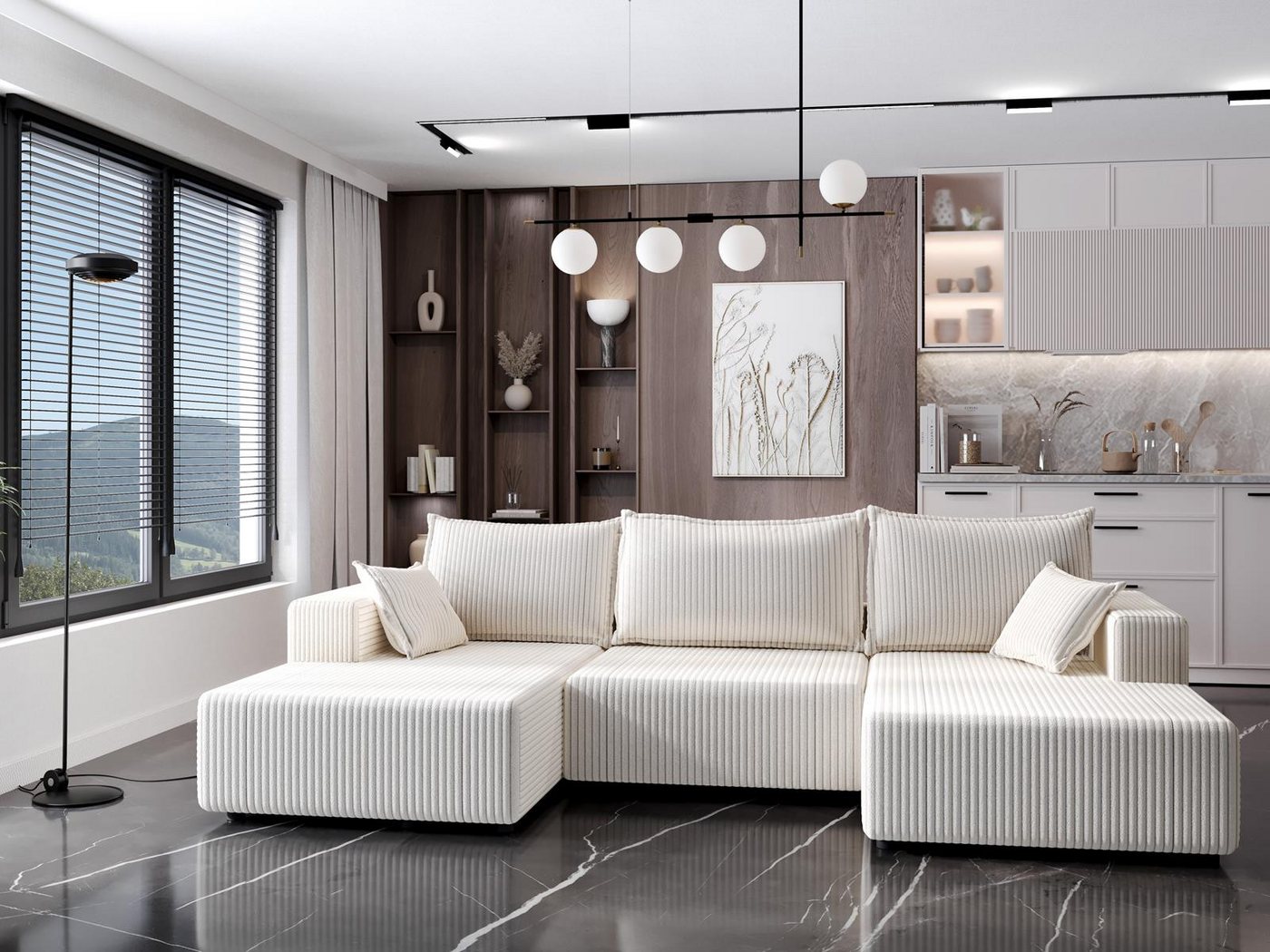 Compleo Ecksofa U-Form, Dicker, flauschiger Cord, DL Automaten, Elegant design, Sitzkomfort Compleo Ecksofa U-Form, Dicker, flauschiger Cord, DL Automaten, Elegant design, Sitzkomfort von Compleo