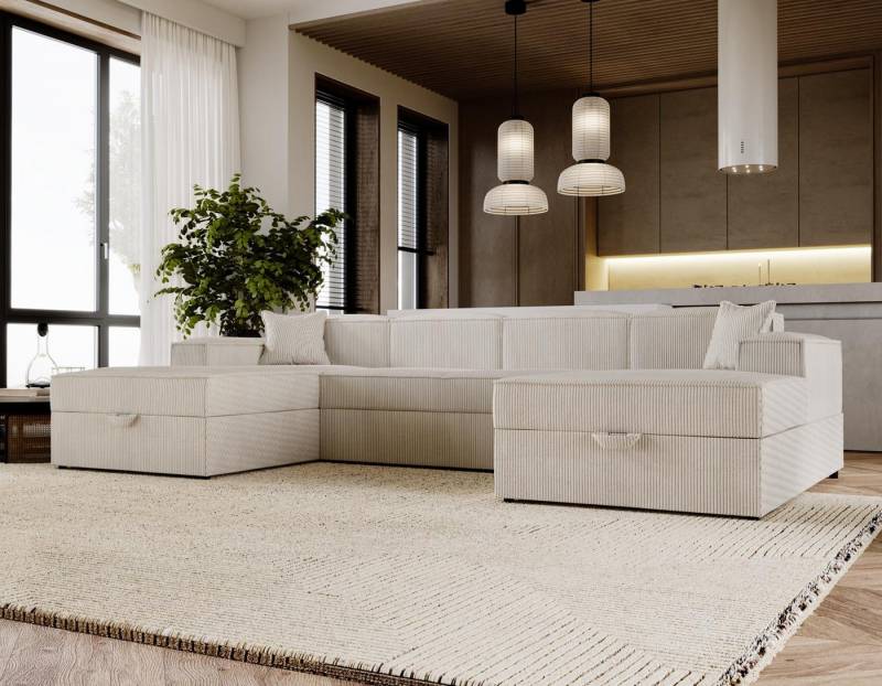 Compleo Ecksofa U-form, Couch U form, SANTO, Modern Ecksofa, mit Bettkasten von Compleo