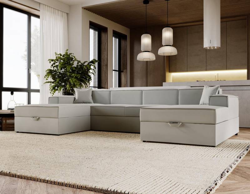 Compleo Ecksofa U-form, Couch U form, SANTO, Modern Ecksofa, mit Bettkasten von Compleo