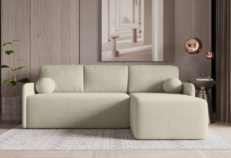 Compleo Ecksofa klein boucle, Eckcouch mit Schlaffunktion MODERNA Universell von Compleo