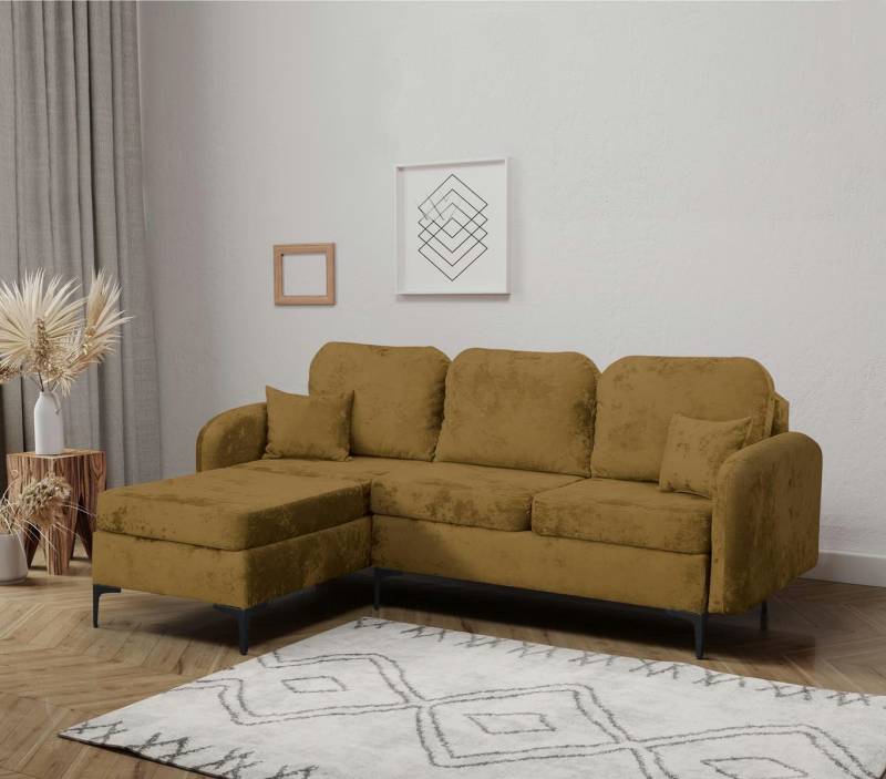Compleo Ecksofa mit Schlaffunktion BELLA, Hohe Metallfüße, Bequem und modern von Compleo