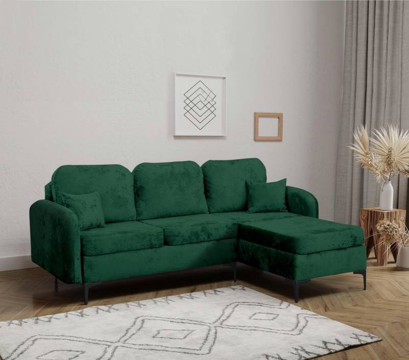 Compleo Ecksofa mit Schlaffunktion BELLA, Hohe Metallfüße, Bequem und modern von Compleo