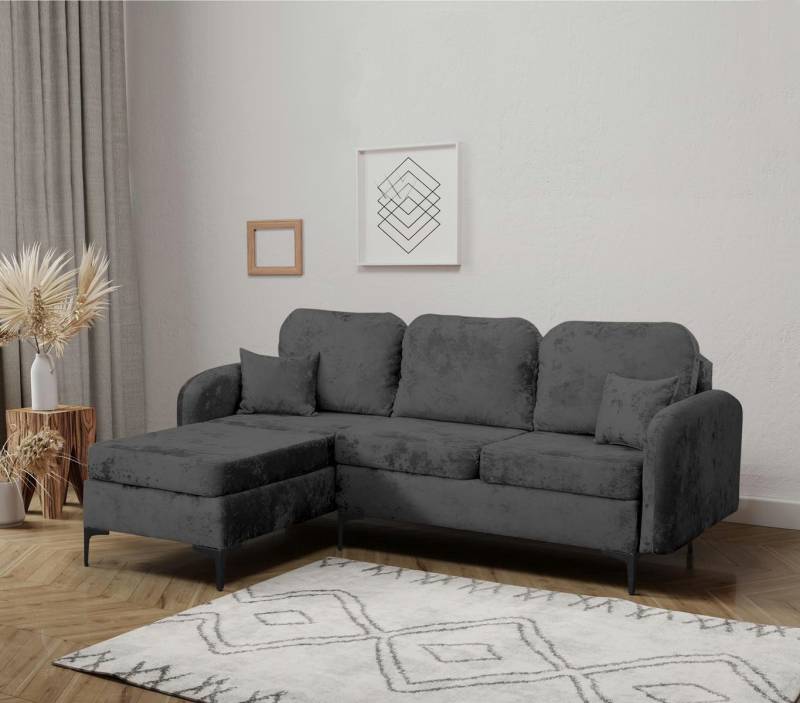 Compleo Ecksofa mit Schlaffunktion BELLA, Hohe Metallfüße, Bequem und modern von Compleo