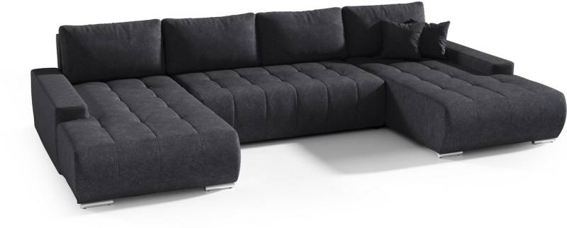 Compleo Ecksofa mit Schlaffunktion aus Velourstoff MONA, mit Bettkasten, U-form, Breite: 350 cm, Modern Wohnzimmer von Compleo