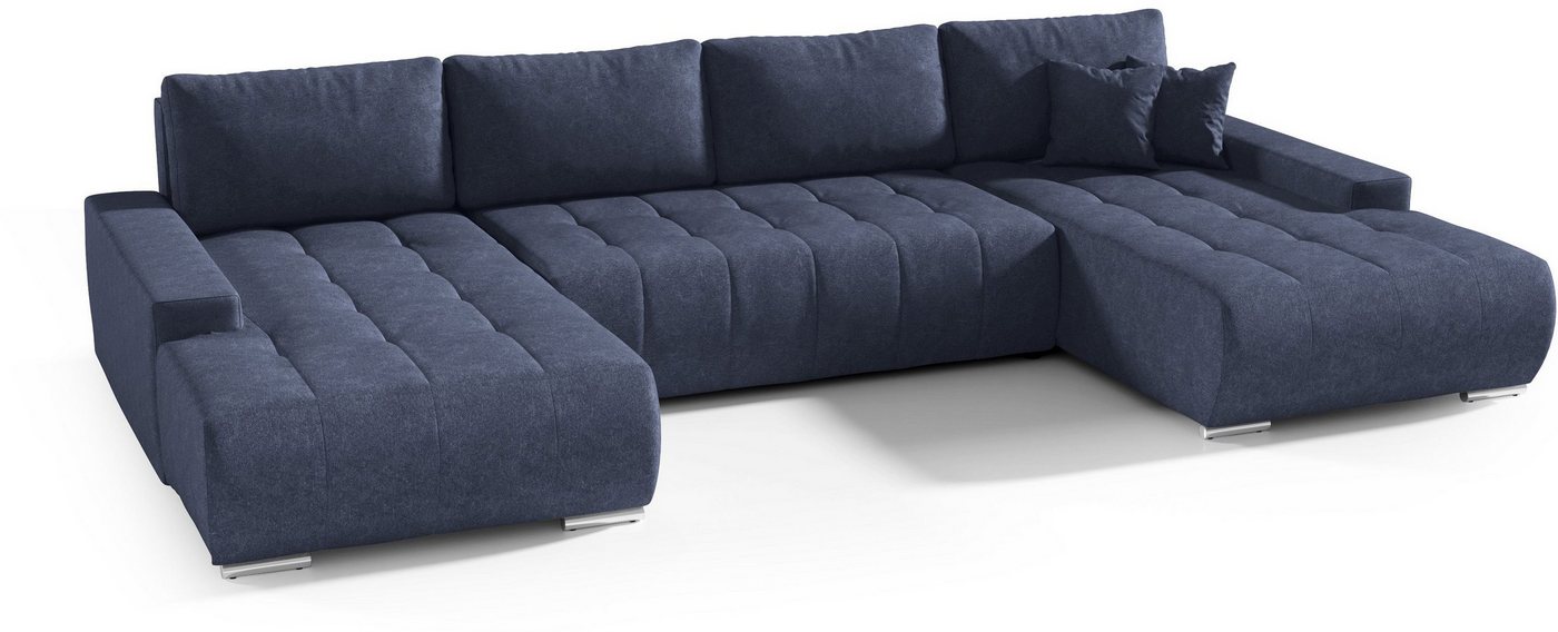 Compleo Ecksofa mit Schlaffunktion aus Velourstoff MONA, mit Bettkasten, U-form, Breite: 350 cm, Modern Wohnzimmer von Compleo