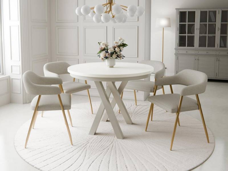 Compleo Esstisch Esszimmer, Modern, Japandi, Industrial - Küchentisch - Runder LOFTO, Esszimmertisch, Kaschmir von Compleo