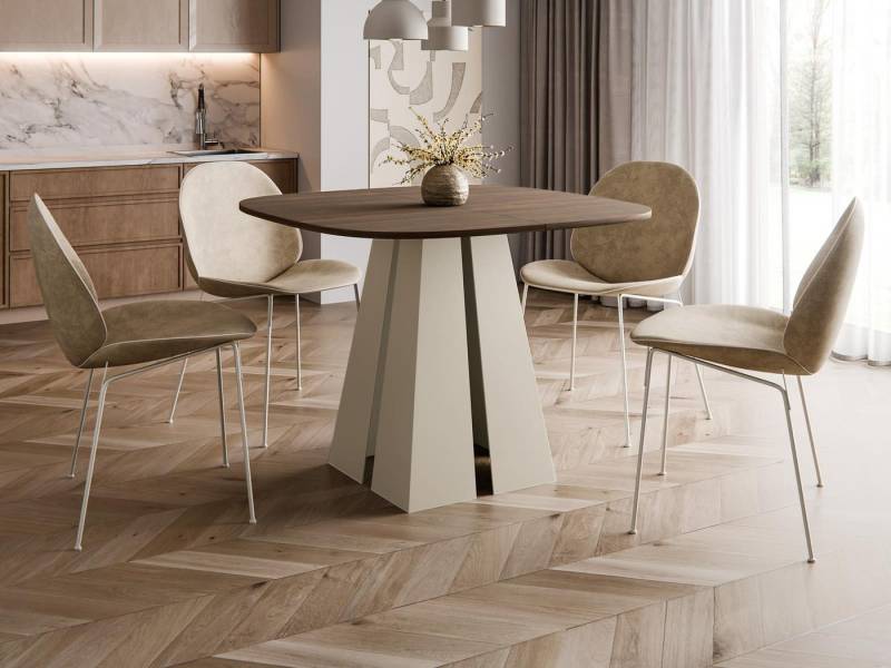 Compleo Esstisch Ø: 100cm oder 120 cm, Minimalistischer Tisch im Japandi-Stil TRENDI, Wohntrend, Metallbasis, TOP SELLLER, MADE IN EU von Compleo