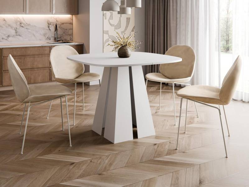 Compleo Esstisch Ø: 100cm oder 120 cm, Minimalistischer Tisch im Japandi-Stil TRENDI, Wohntrend, Metallbasis, TOP SELLLER, MADE IN EU von Compleo