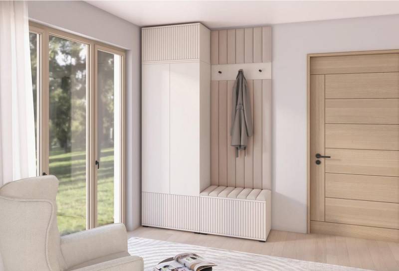 Compleo Garderoben-Set 140 cm breit, Elegant Garderobenschrank mit Lamellen von Compleo