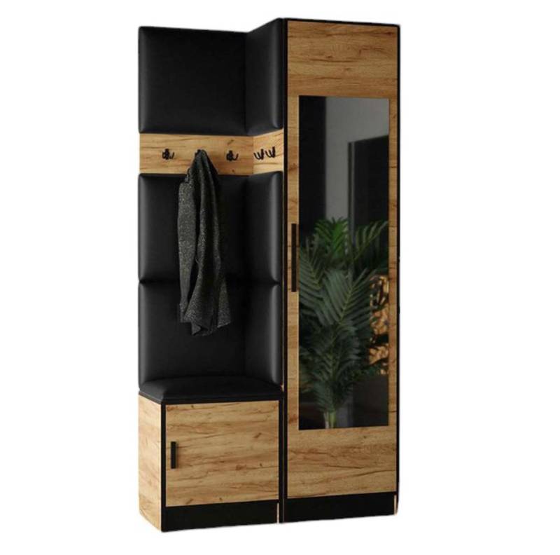 Compleo Garderoben-Set MALTI (Schuhschrank, Schrank, 5 x Kleiderhakenbrett, Polster-Paneel), Modernes Möbelset von Compleo