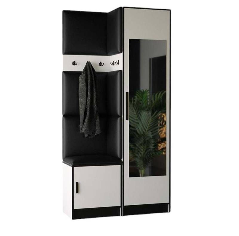 Compleo Garderoben-Set MALTI (Schuhschrank, Schrank, 5 x Kleiderhakenbrett, Polster-Paneel), Modernes Möbelset von Compleo