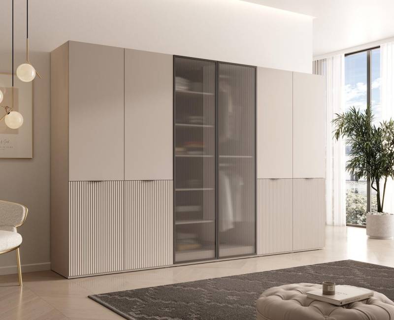 Compleo Kleiderschrank 6-Türen, gerifflete Front, geräumig und funktional, Breite: 303 cm von Compleo