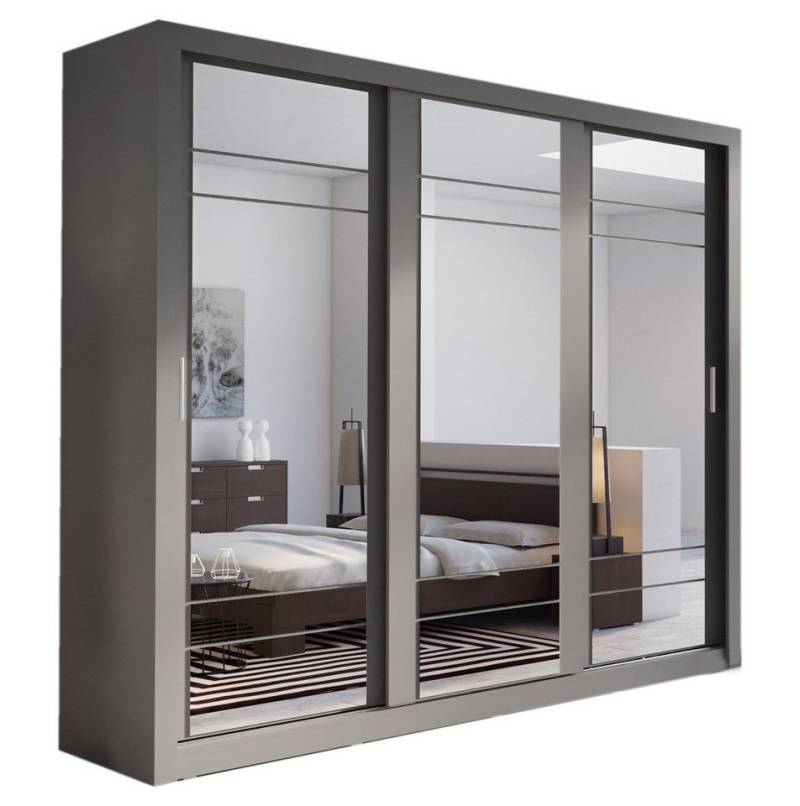 Compleo Kleiderschrank ARTI 02 mit 2 Aufhänger, 3-türig, Schwebetürenschrank mit Spiegel von Compleo