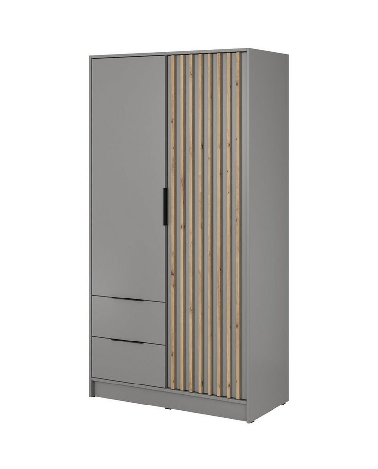 Compleo Kleiderschrank LISA Drehtürenschrank mit Lamellen, 2-türige Schrank, 100 cm von Compleo