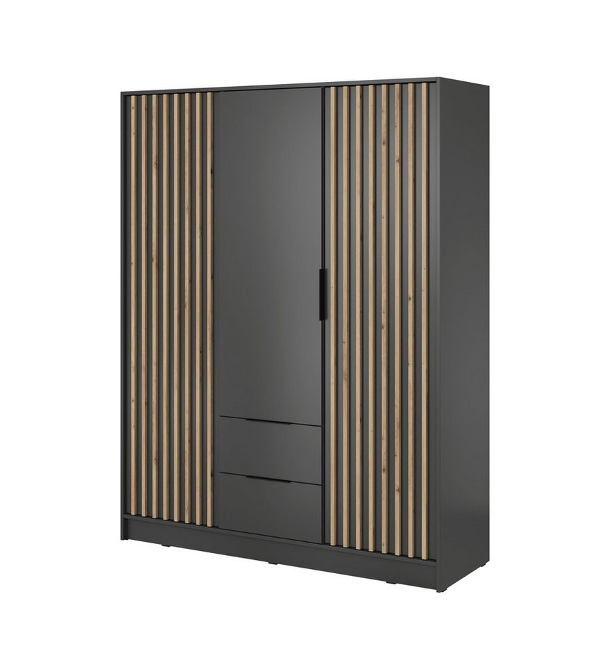 Compleo Kleiderschrank LISA Drehtürenschrank mit Lamellen, 3-türig Schrank, 150 cm von Compleo