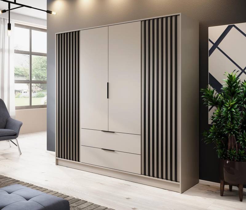 Compleo Kleiderschrank LISA Drehtürenschrank mit Lamellen, 4-türig Schrank, 200 cm von Compleo