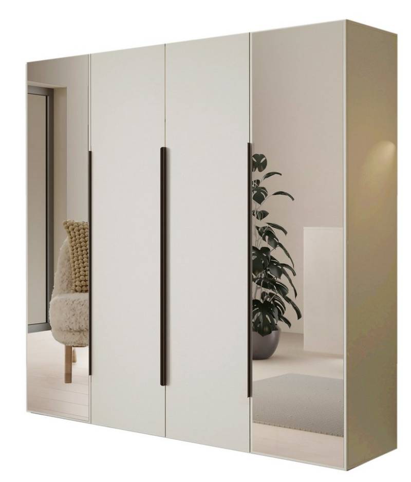 Compleo Kleiderschrank mit 4 Türen, Drehtürenschrank, Garderobenschrank mit Spiegel von Compleo