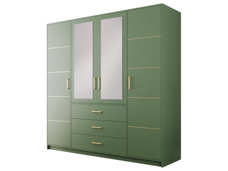 Compleo Kleiderschrank mit 4 Türen und Spiegel, Garderobe mit 3 Schubladen ALEX II Gold griffe Compleo Kleiderschrank mit 4 Türen und Spiegel, Garderobe mit 3 Schubladen ALEX II Gold griffe von Compleo