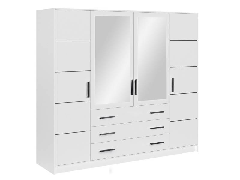 Compleo Kleiderschrank mit 4-türen und 3 Schubladen ALEX Schwarze Griffe Modern design von Compleo