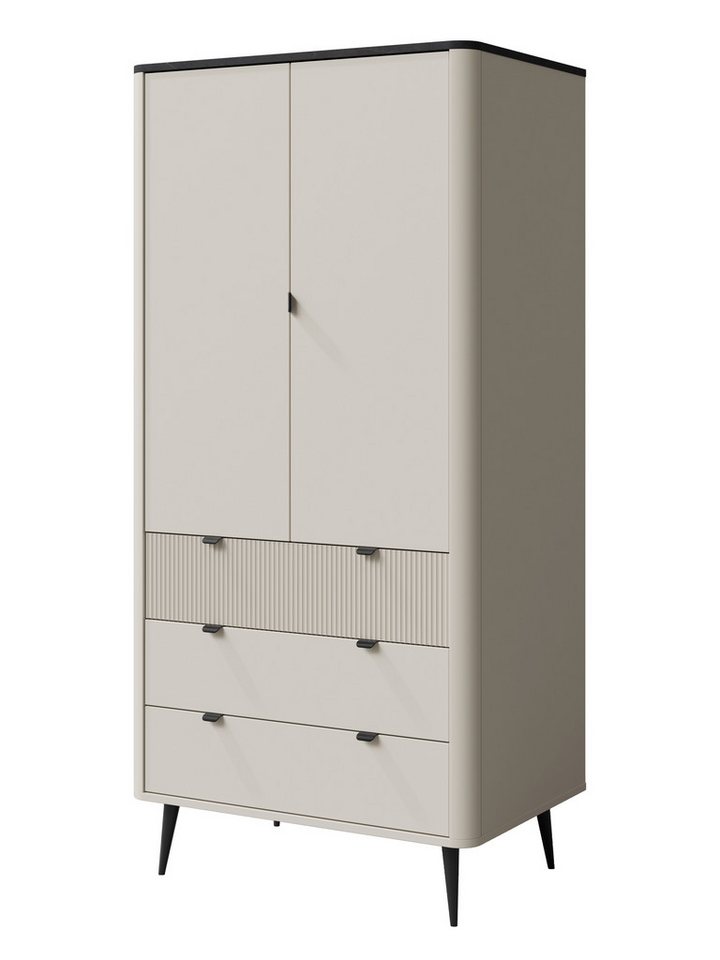 Compleo Kleiderschrank zweitürig, Schrank mit 4 Schubladen, Kaschmir, Elegant design von Compleo