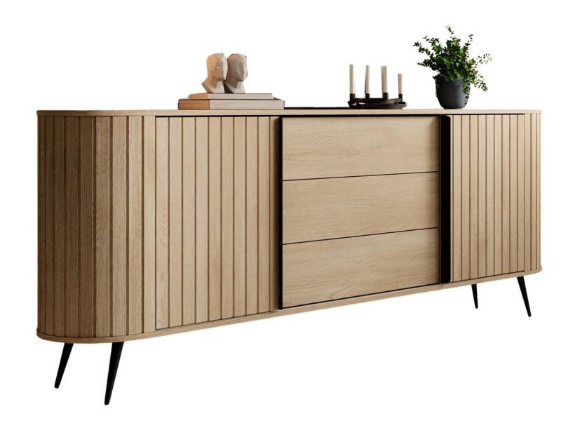 Compleo Kommode 196cm breit, Möbelfarbe – Eiche Cremona, Sideboard mit Schubladen KAMA von Compleo