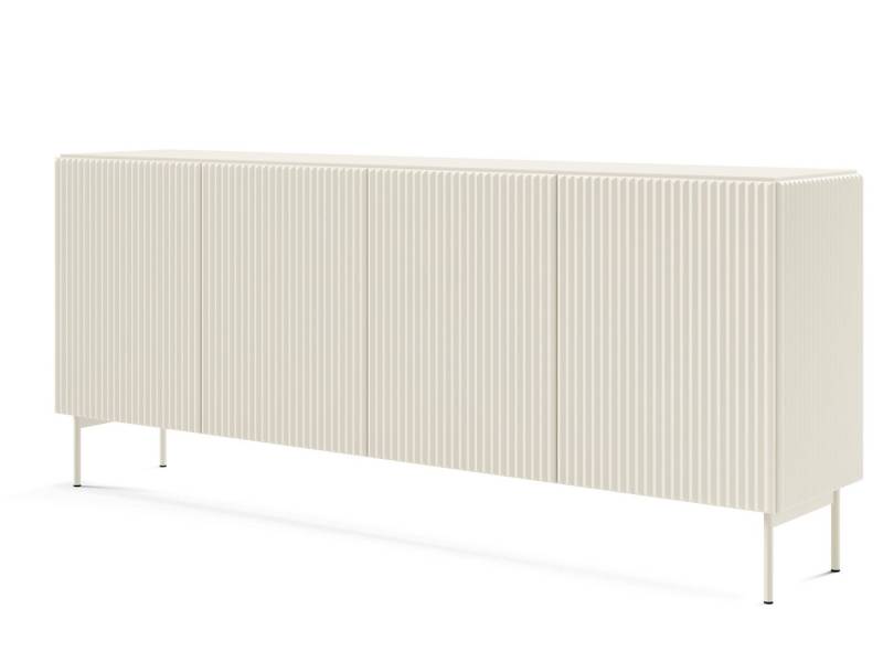 Compleo Kommode 4 Türen, Fronten mit Rillenstruktur, Elegant und Modern Sideboard von Compleo