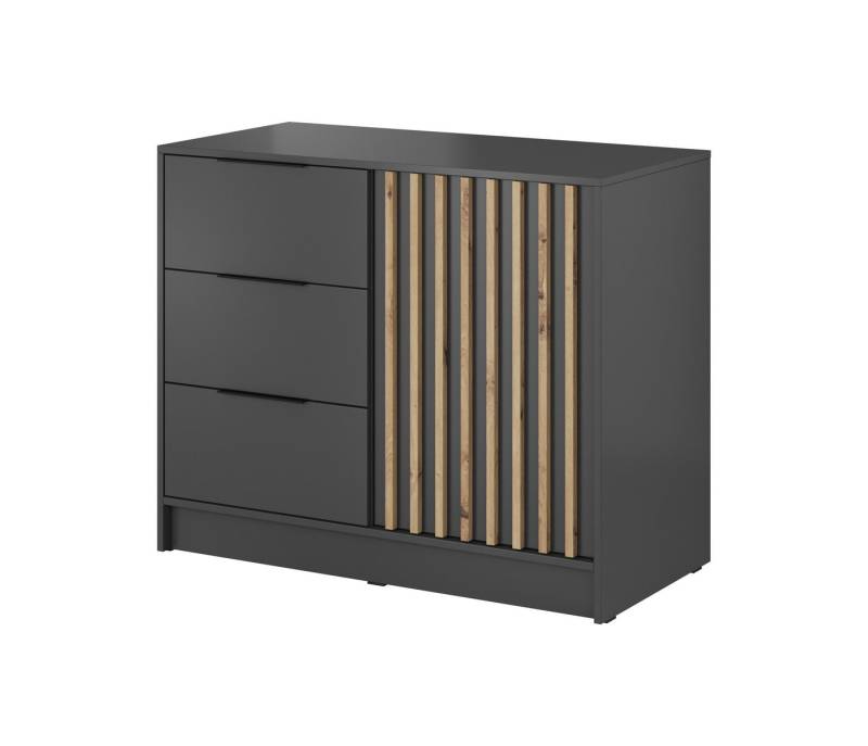 Compleo Kommode Kommode LISA, Sideboard mit Lamellen, drei Schubladen von Compleo
