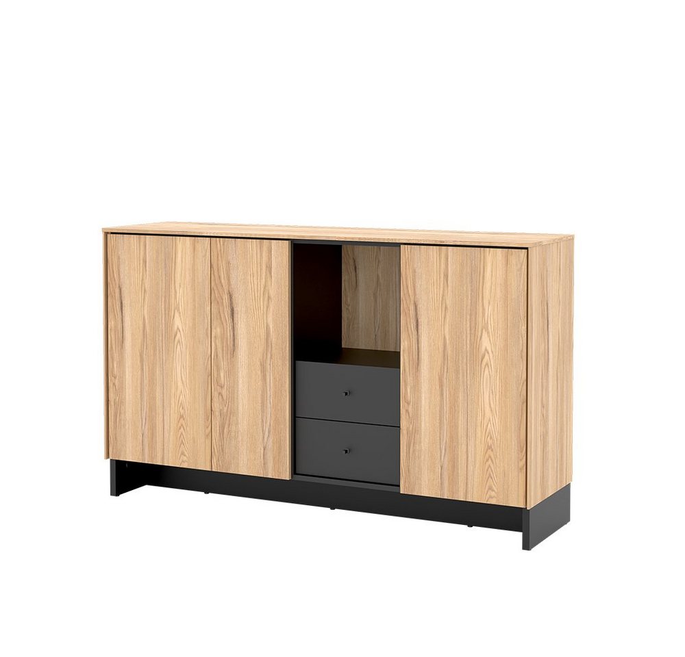 Compleo Kommode PORTO im modernes Stil, zweitürig Sideboard mit 2 Schubladen von Compleo