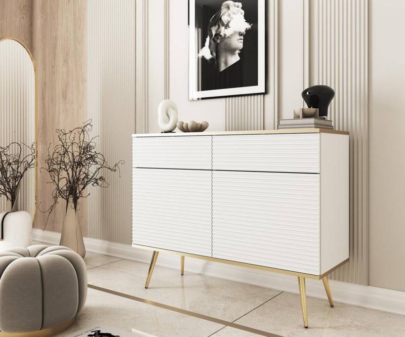 Compleo Kommode Schmal, Design Kommode mit 2 Schubladen, Glamour Stil POLO von Compleo