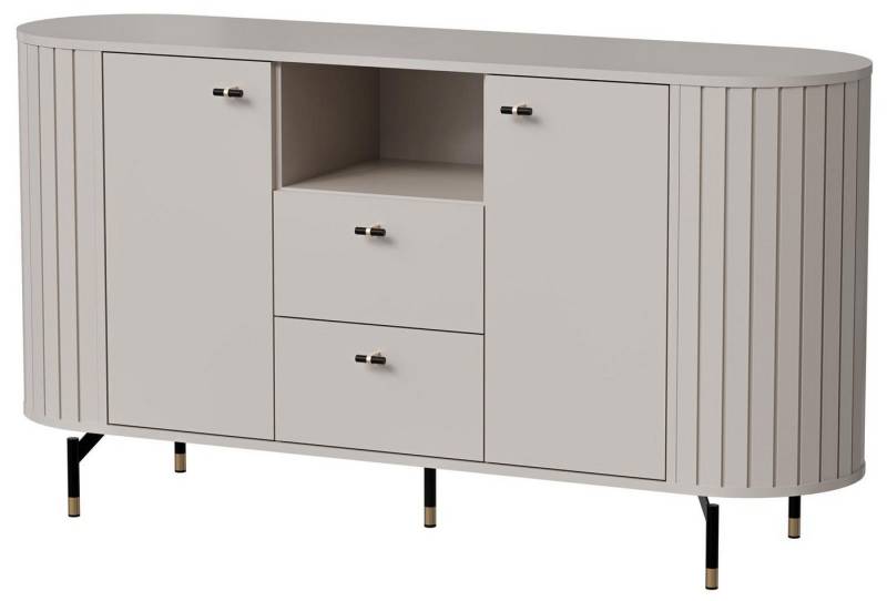 Compleo Kommode mit 2 Schubladen und zwei Türen MODERNO Lamellenoptik von Compleo