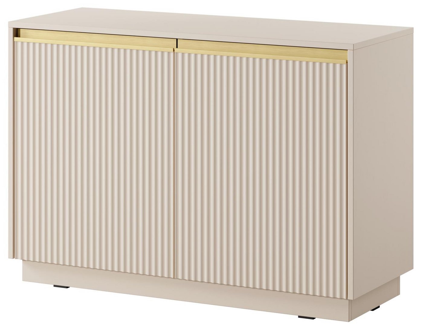 Compleo Kommode mit 2Türen, Rillenstruktur, Gold Griffe GLAM von Compleo