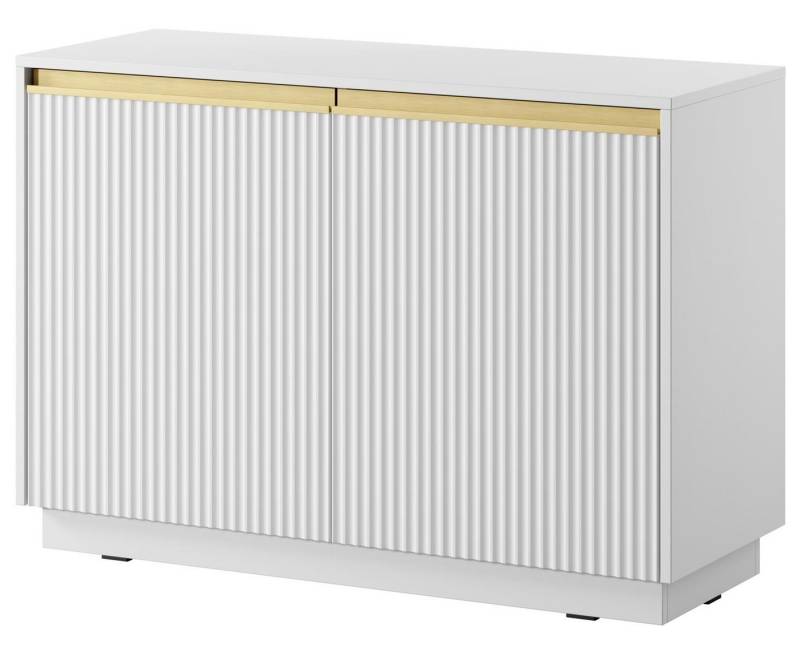Compleo Kommode mit 2Türen, Rillenstruktur, Gold Griffe GLAM von Compleo