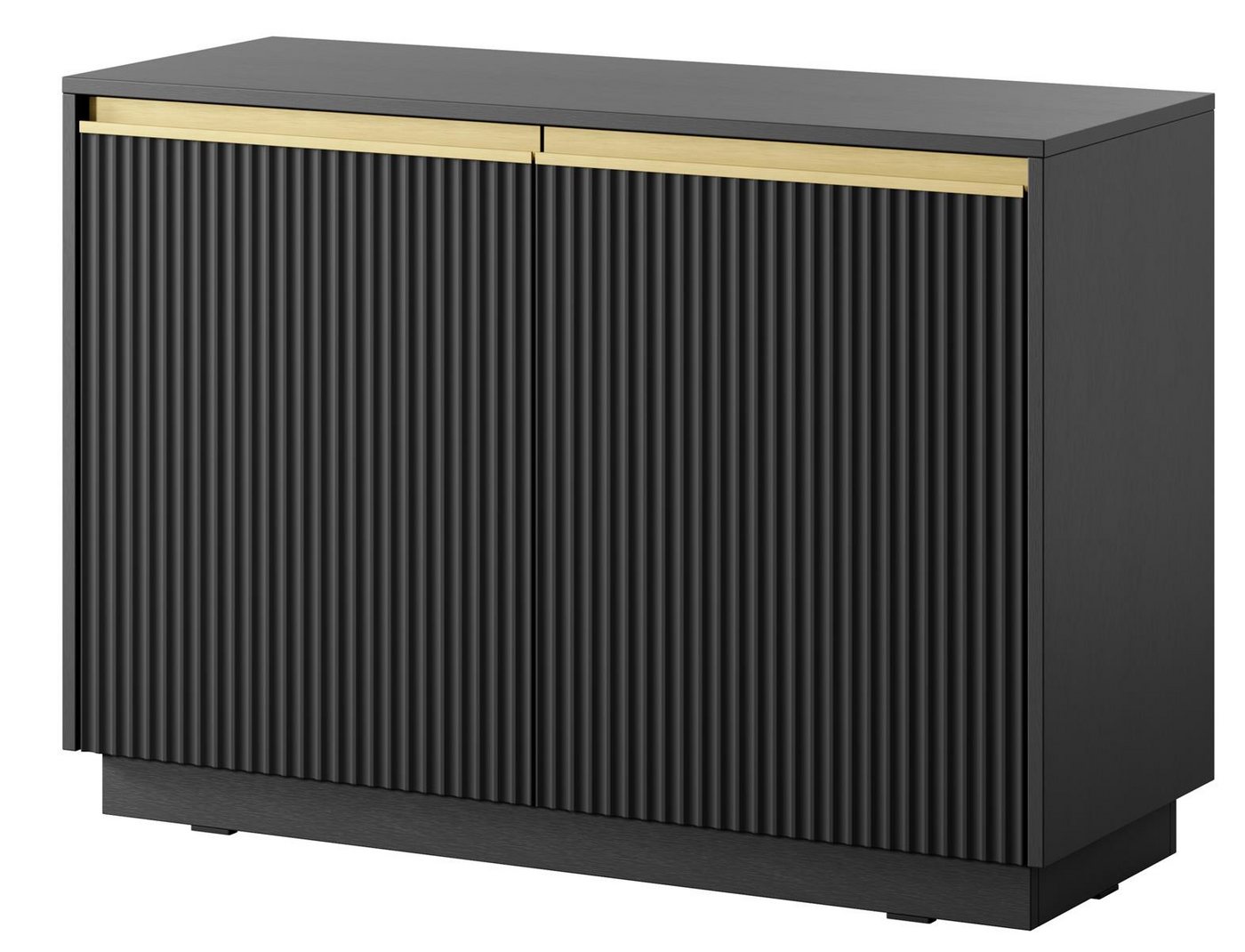 Compleo Kommode mit 2Türen, Rillenstruktur, Gold Griffe GLAM von Compleo