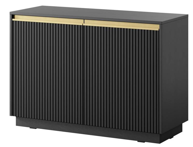 Compleo Kommode mit 2Türen, Rillenstruktur, Gold Griffe GLAM von Compleo