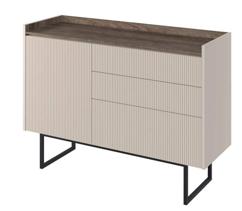 Compleo Kommode mit 3 Schubladen DENI, Sideboard mit gerifflete Front von Compleo