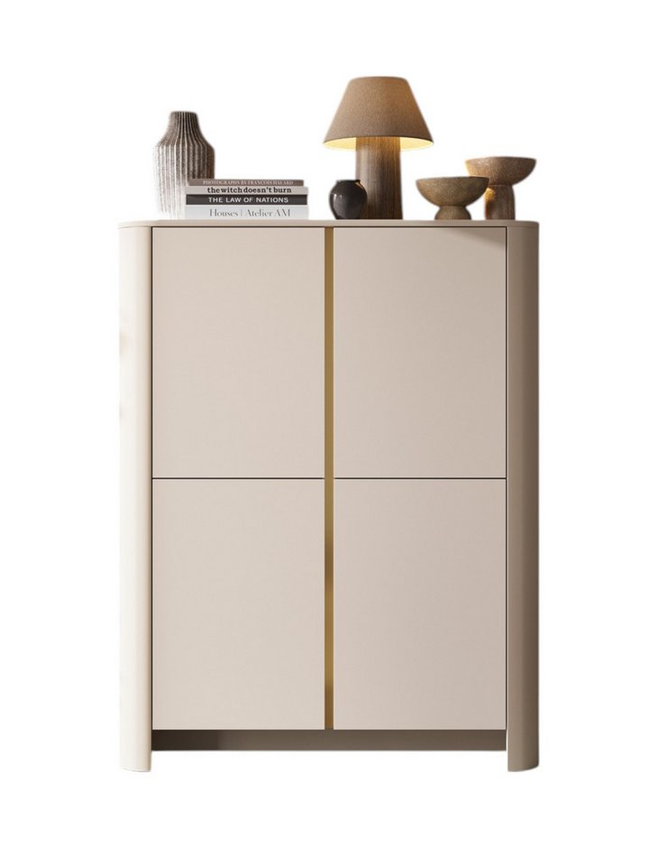 Compleo Kommode mit 4 Türen, Hochkommode modern, Kaschmir oder Eiche (BORS), abgerundetes Design Compleo Kommode mit 4 Türen, Hochkommode modern, Kaschmir oder Eiche (BORS), abgerundetes Design von Compleo