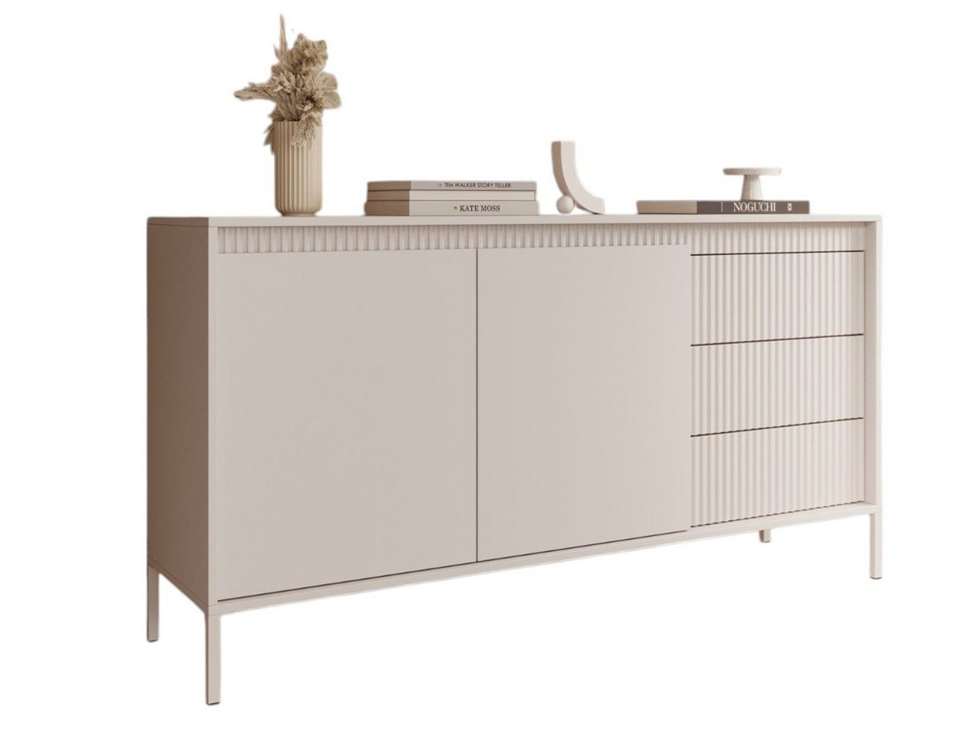 Compleo Kommode mit Lamellen, gerillte Front, JULO, zweitürig, Schubkastenkommode von Compleo