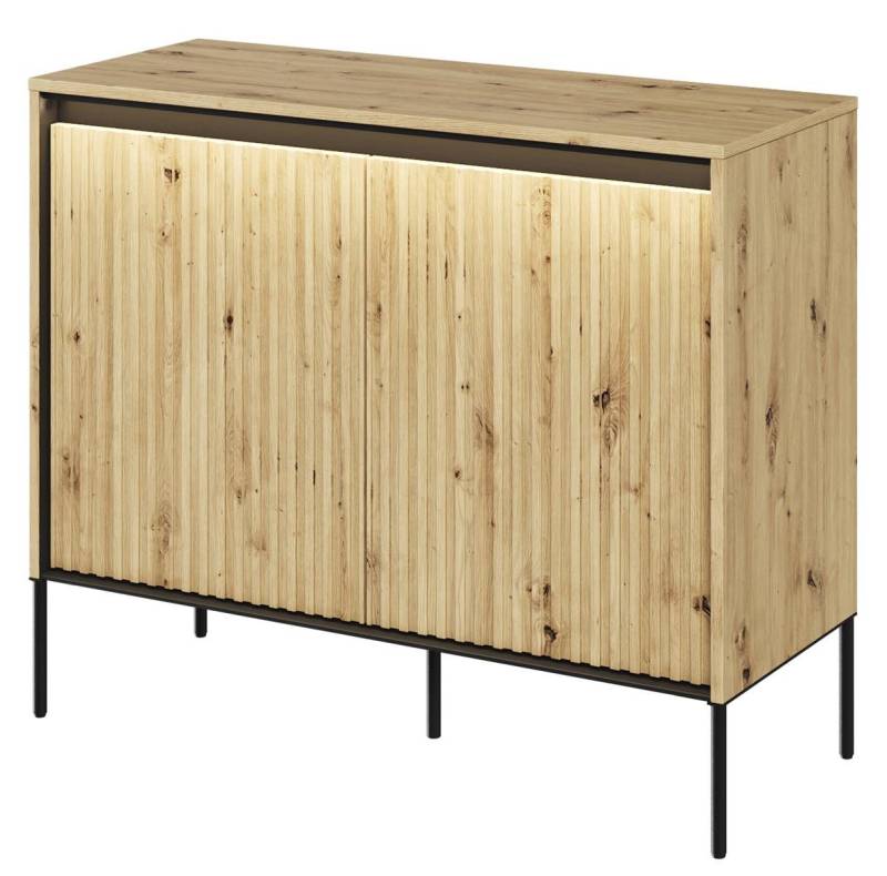 Compleo Kommode mit gerifflete Front FLORE für Wohnzimmer, push to open von Compleo