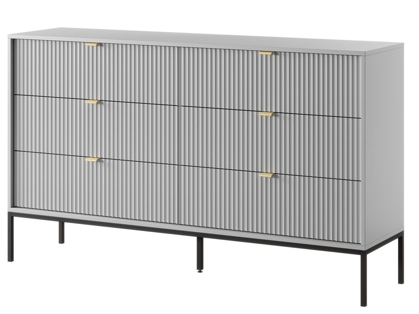 Compleo Kommode mit sechs Schubladen, Kommode mit Gold Griffe, Breite: 154 cm von Compleo