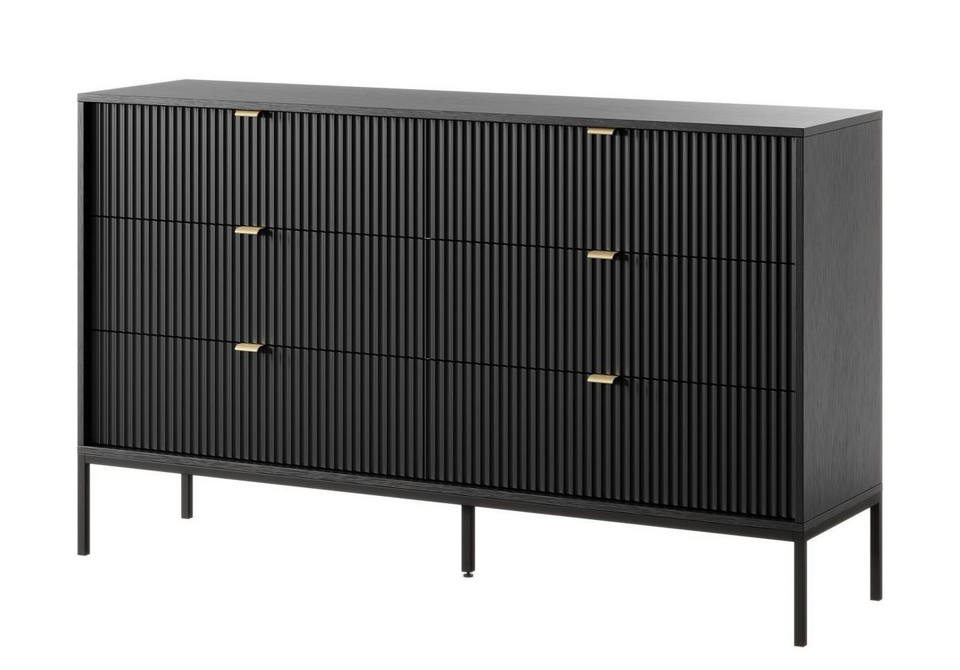 Compleo Kommode mit sechs Schubladen, Kommode mit Gold Griffe, Breite: 154 cm von Compleo