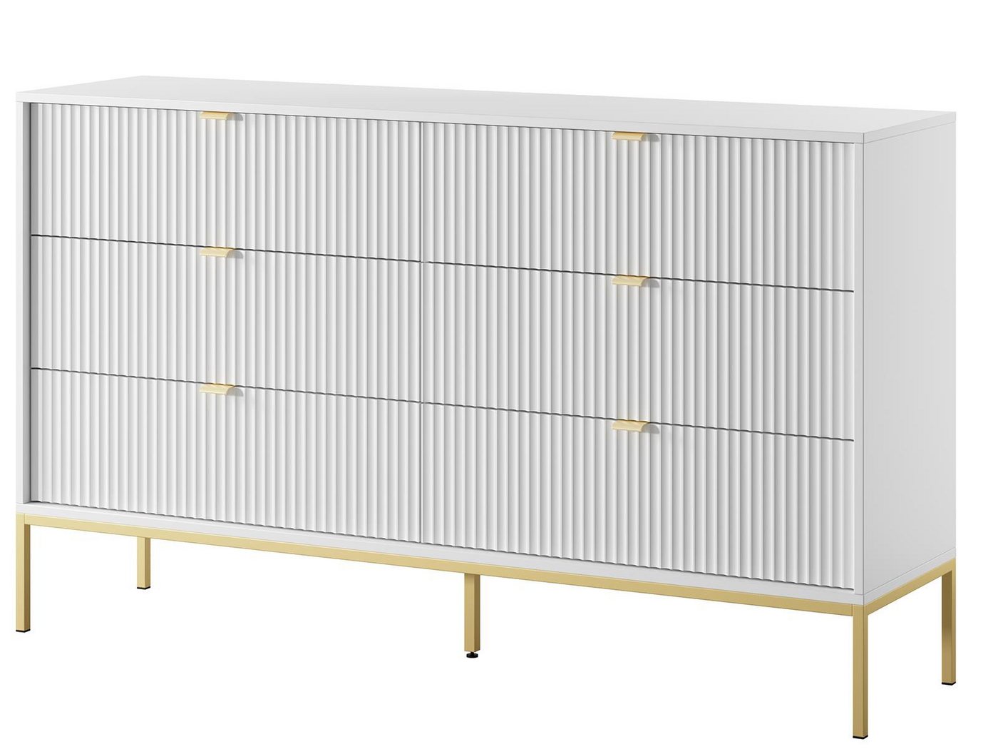 Compleo Kommode mit sechs Schubladen, Kommode mit Gold Griffe, Breite: 154 cm von Compleo