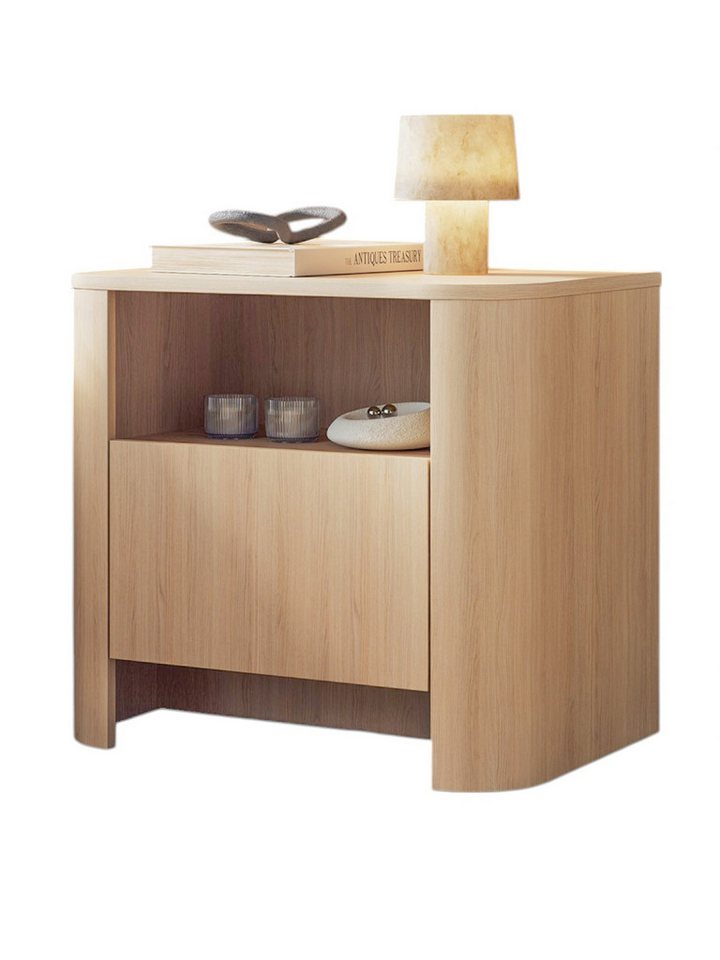 Compleo Nachttisch mit Schublade BORS, Nachtschrank, abgerundetes Design von Compleo