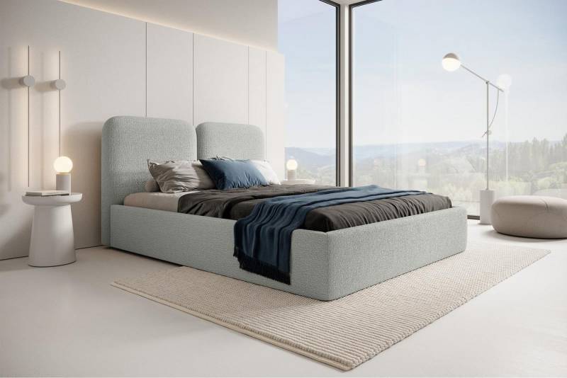Compleo Polsterbett BUBBLE III, ohne Matratze, Doppelbett mit Kopfstütze boucle von Compleo