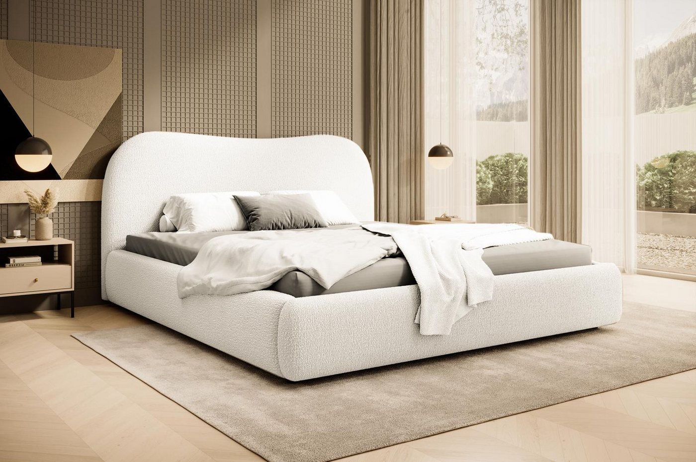 Compleo Polsterbett Boucle ROSI, mit Bettkasten und Lattenrost, Doppelbett von Compleo